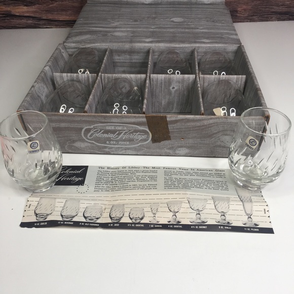 Set 8 Vtg Hostess Glassware Libbey Colonial
